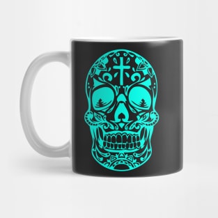 Neon blue designer skeleton head Mug